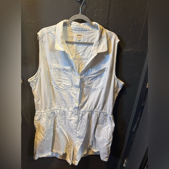 Women’s Pact Sky Blue Collared Romper Size XXL - Picture 1 of 3